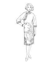 A coloring page of chinese clothing